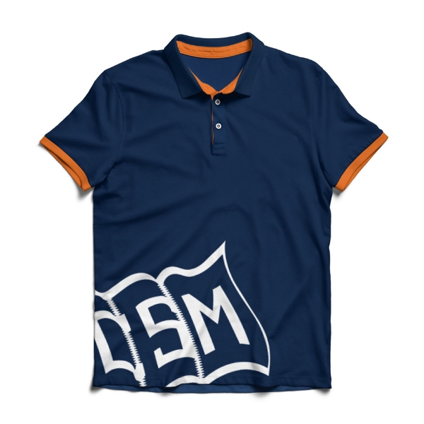 Picture of Basic Polo Shirt with Orange Trim Diagonal Logo - CSM