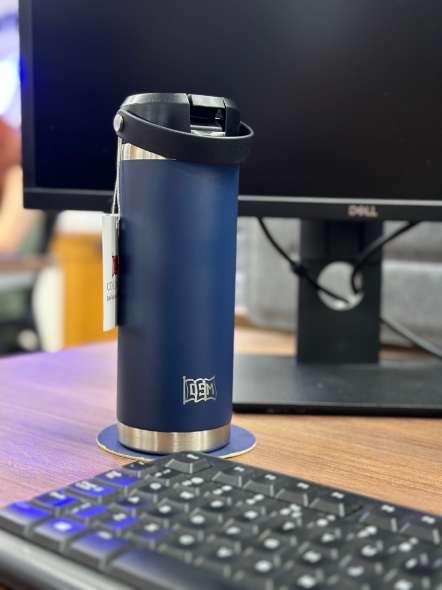 Picture of INSULATED WATER BOTTLE WITH STRAW - NAVY BLUE