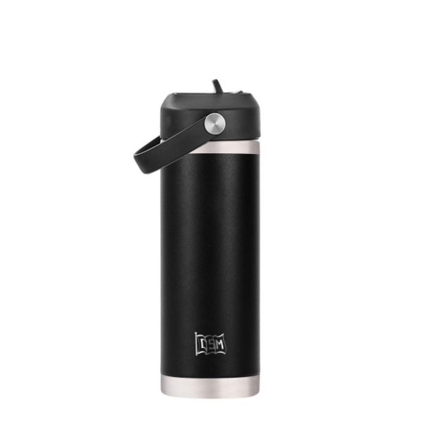 INSULATED WATER BOTTLE WITH STRAW - BLACK